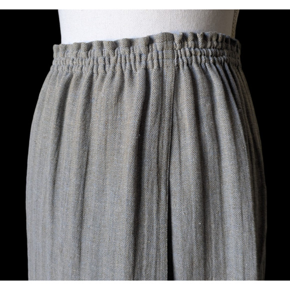 Zoran Gray 100% Linen Elastic Waist Pleated Knee Length Pencil Skirt Medium Wrap - Picture 5 of 8